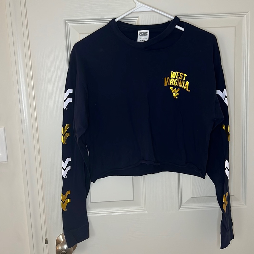 Pink WVU long sleeve crop top
